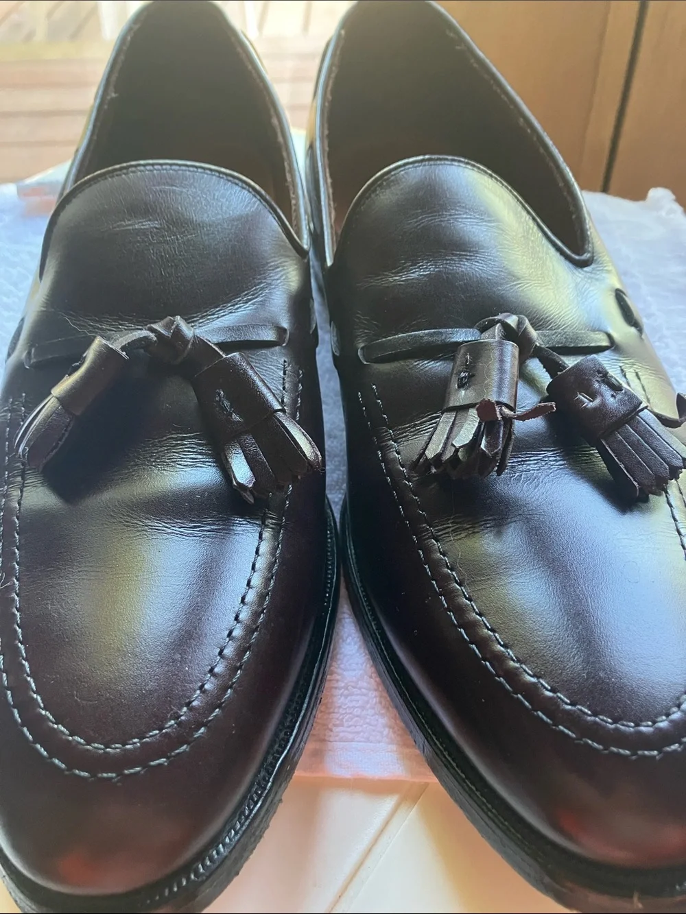 Allen Edmonds Men’s Sz 11 Grayson Tassel Burgundy Slip on Loafers made in USA
